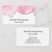 ピンク&シルバーフェイクグリッター縁どスタイリッシュR 名刺 (正面/裏面)