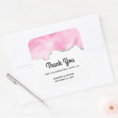 ピンク&シルバーフェイク縁どスタイリッシュ結婚の スクエアシール (封筒)