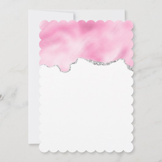 ピンク&シルバーフェイク縁どスタイリッシュ結婚の セーブザデート (裏面)