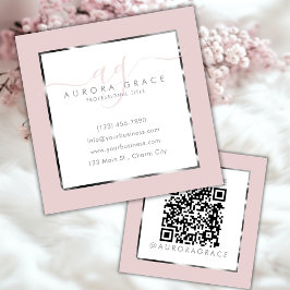 ピンク&シルバープロフェッショナルプレステージ スクエア名刺