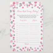 ピンク&シルバーベビーソング赤ちゃんシャワーゲームを推測 (正面/裏面)