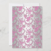 ピンク＆シルバーローズのブライダルシャワー招待状 招待状 (裏面)