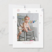 ピンク&シルバー冬の写真パーティーありがとう サンキューカード (裏面)