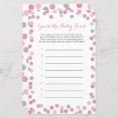 ピンク&シルバー赤ちゃんシャワー推測ベビー食品ゲーム (正面/裏面)