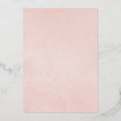 ピンク、シルバー、ホワイトのフローラベビーシャワー 箔招待状 (裏面)