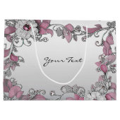 ピンク シルバー ホワイト 花柄 ギフトバッグ (裏面)