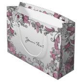 ピンク シルバー ホワイト 花柄 ギフトバッグ (裏面アングル)