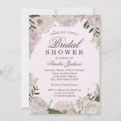 ピンク シルバー ローズ フラワーブライダルシャワー 招待状 (正面)