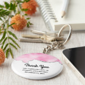 ピンク＆シルバー 偽グリッター縁取り おしゃれな誕生日 キーホルダー (側面)