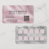 ピンク&シルバーQRコード報酬ビジネスカード 名刺 (正面/裏面)