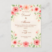 ピンク シンプル ウェディング インビテーション カード (正面)