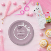 ピンク シンプル ウェディング 封筒 シール ペーパープレート (パーティー)