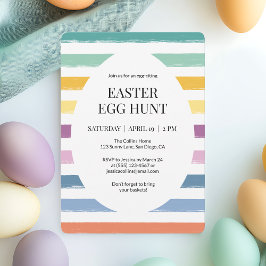 ピンク シンプル カラフル キュートなイースターエッグハントパーティー 招待状