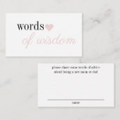 『ピンク·シンプル·ガール·ベイビー·シャワー·ワッズ·オブ·ウィズダム』 エンクロージャーカード (正面/裏面)