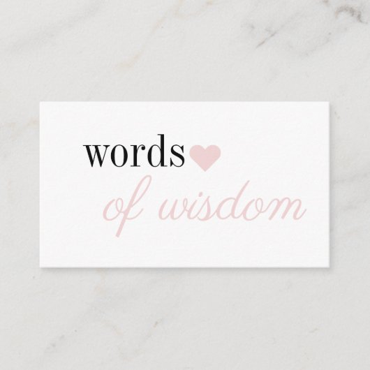 『ピンク·シンプル·ガール·ベイビー·シャワー·ワッズ·オブ·ウィズダム』 エンクロージャーカード (正面)