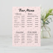 ピンク シンプル バー ドリンク メニュー (スタンド正面)