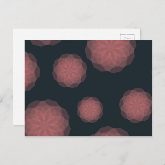 ピンク、ジオメトリック、カッコいいトレンディーフラワー抽象化 ポストカード (正面/裏面)