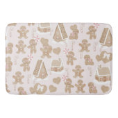 ピンク!ジンジャーパンのクリスマスドア敷物/マット バスマット (正面)