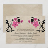 ピンク スイート ヴィンテージ フラワー ウェディング 招待状 (正面/裏面)