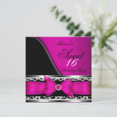 ピンク スウィート16 スイート シックスティーン レオパード ブラック 招待状 (スタンド正面)