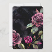 ピンク スカル フラワー 花嫁 & 花婿 結婚式招待状 招待状 (裏面)