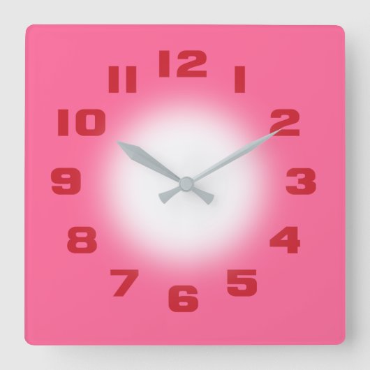 ピンク スクエア壁時計 (正面)