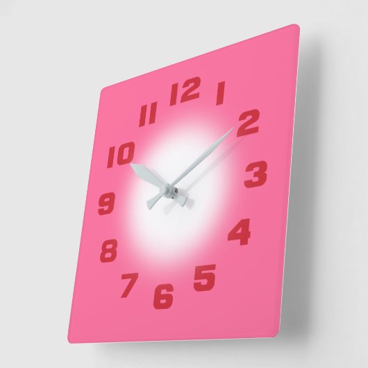 ピンク スクエア壁時計 (傾斜)