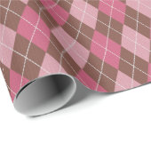 ピンク/スタイリッシュブラウンアーギルダイヤモンドクラシックゴルフ ラッピングペーパー (ロールコーナー)