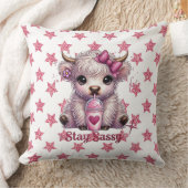 ピンク、スタイ・サッシー、ハイランド牛 クッション (ブランケット)