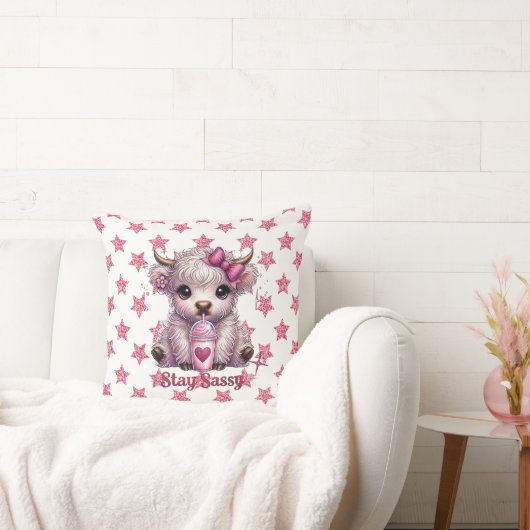 ピンク、スタイ・サッシー、ハイランド牛 クッション (ソファ)