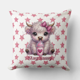 ピンク、スタイ・サッシー、ハイランド牛 クッション