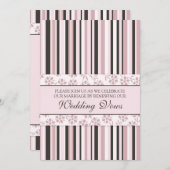 ピンク・ストライプ結婚の誓いの更新招待状 招待状 (正面/裏面)
