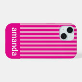 ピンク ストライプ オリジナル 名前 スタイリッシュ モダン iPhone 15ケース (裏面横)