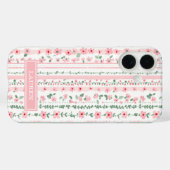 ピンク ストライプ フラワー 名入れ Case-Mate iPhoneケース (裏面 (横))