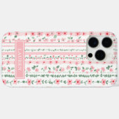 ピンク ストライプ フラワー 名入れ Case-Mate iPhoneケース (裏面 (横))