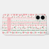 ピンク ストライプ フラワー 名入れ Case-Mate iPhoneケース (裏面 (横))