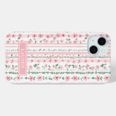 ピンク ストライプ フラワー 名入れ Case-Mate iPhoneケース (裏面 (横))