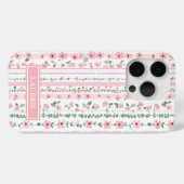 ピンク ストライプ フラワー 名入れ Case-Mate iPhoneケース (裏面 (横))