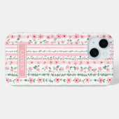 ピンク ストライプ フラワー 名入れ Case-Mate iPhoneケース (裏面 (横))