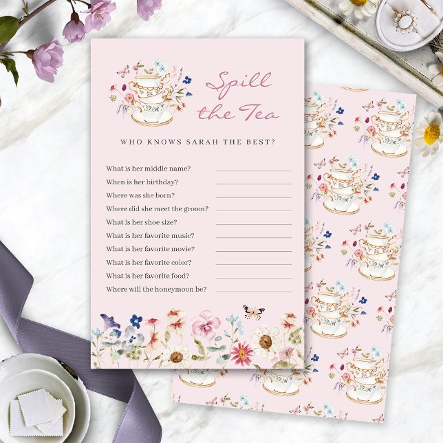 ピンク スパイル・ザ・ティー・ゲーム (Pink Bridal Shower Spill The Tea Game by Painted Paperie
)
