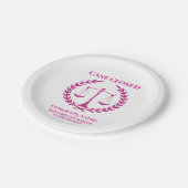 ピンク・スパークル美学法科卒業式パーティー ペーパープレート (アングル)