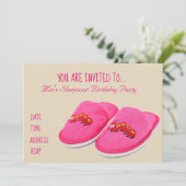 ピンク·スリッパー·スランバー·スリーポーバー·バースデー·パーティー 招待状 (スタンド正面)