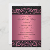 ピンク スワール ダマスク | ブライズメイド パーティー 招待状 (裏面)