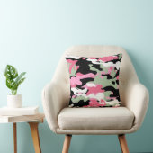 ピンク&セラドングリーン迷彩柄装飾用クッション クッション (椅子)