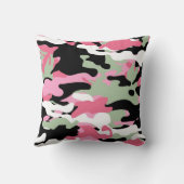 ピンク&セラドングリーン迷彩柄装飾用クッション クッション (裏面)