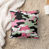ピンク&セラドングリーン迷彩柄装飾用クッション クッション (ブランケット)