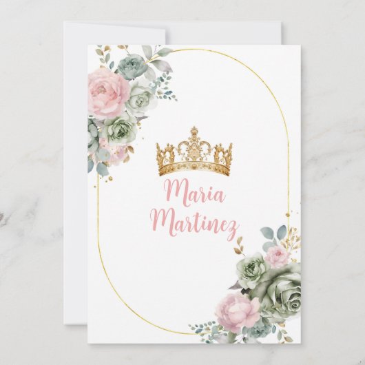 ピンク&セージの花ニーナプレゼンタシオンデトレアノス 招待状 (裏面)