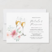 ピンク&セージブルー花びら&プロセッコブライダルシャワー 招待状 (正面)