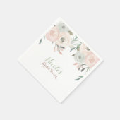 ピンク&セージミントグリーンモダンフローラエレガント スタンダードカクテルナプキン (角)