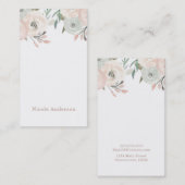 ピンク&セージミントグリーンモダンフローラシックエレガント 名刺 (正面/裏面)